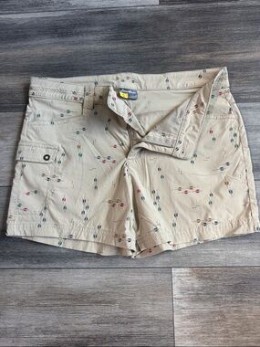 Eddie Bauer Beige Patterned Athletic Hiking Shorts